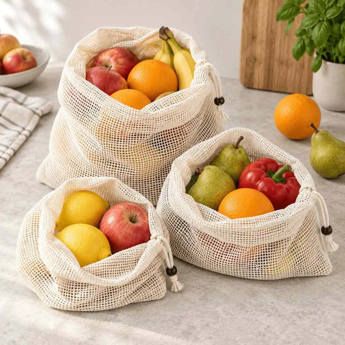 Billy Mesh Mates | Reusable Cotton Produce Bags (3-Pack)